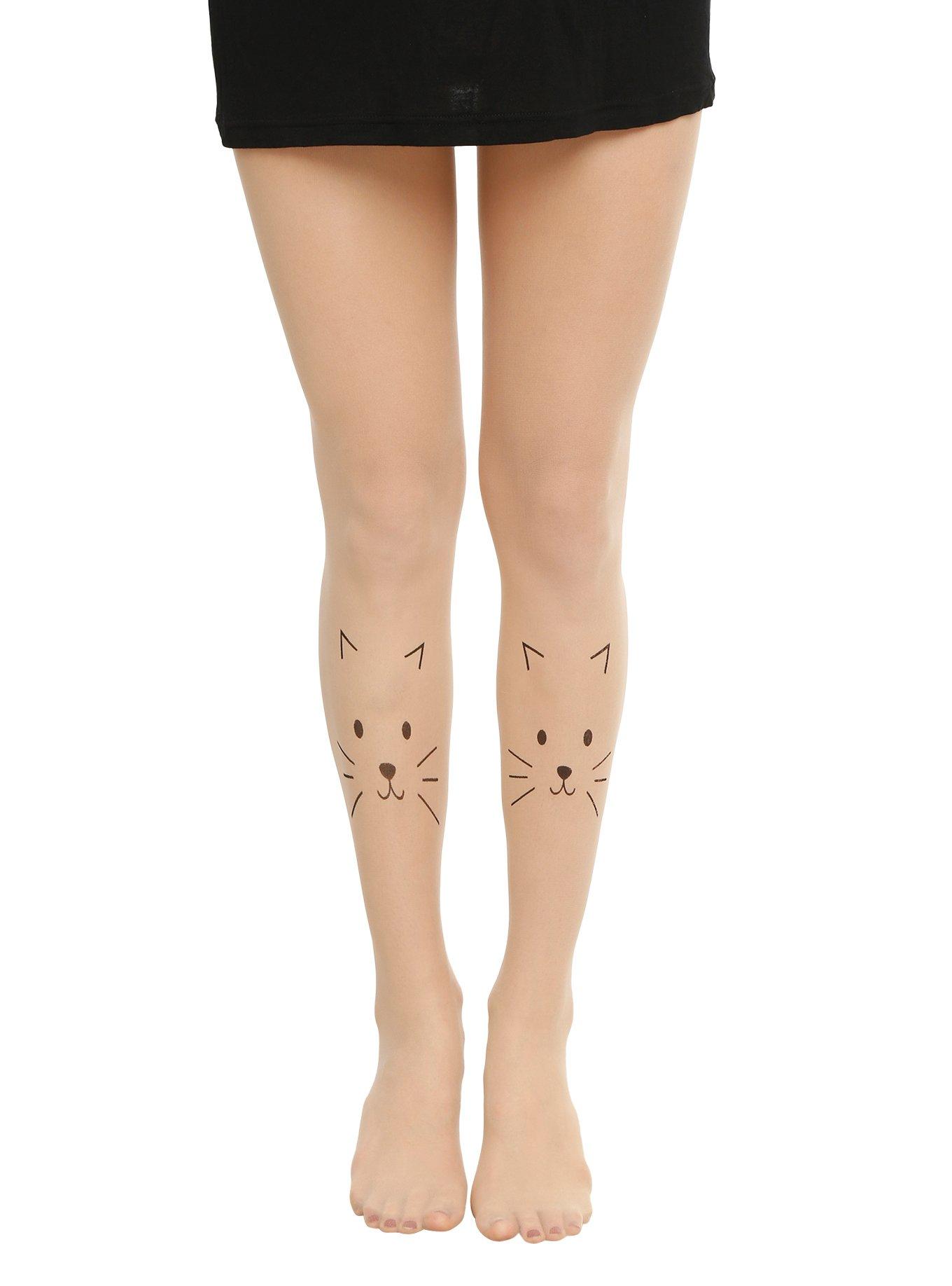 LOVEsick Sheer Cat Face Tights, BLACK, hi-res