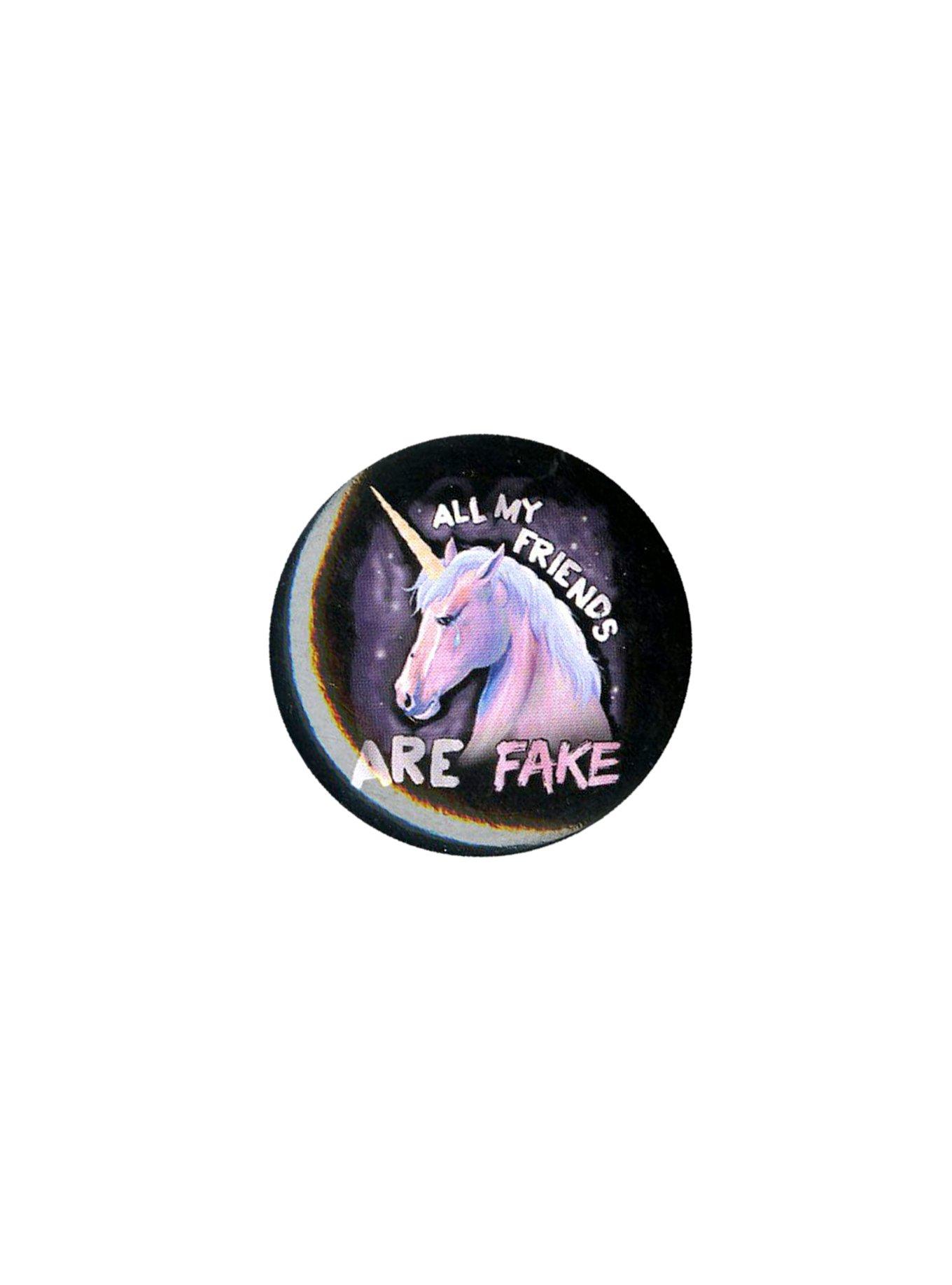 My Friends Are Fake Unicorn Pin, , hi-res