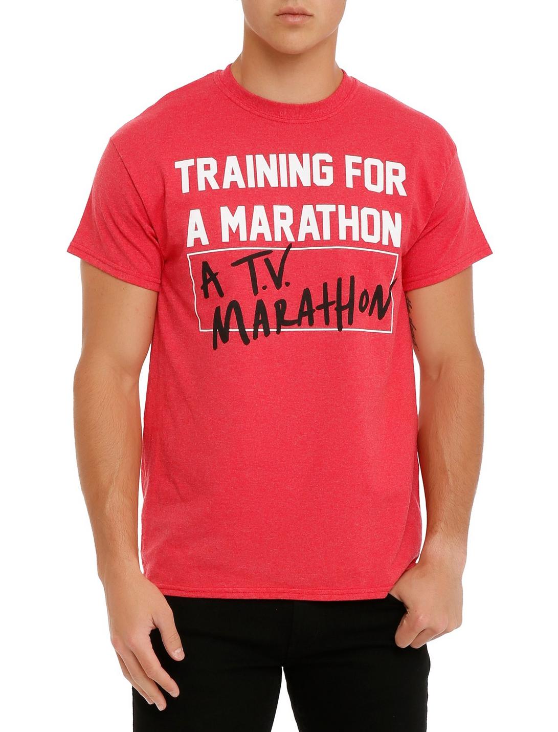 Training For A T.V. Marathon T-Shirt, BLACK, hi-res