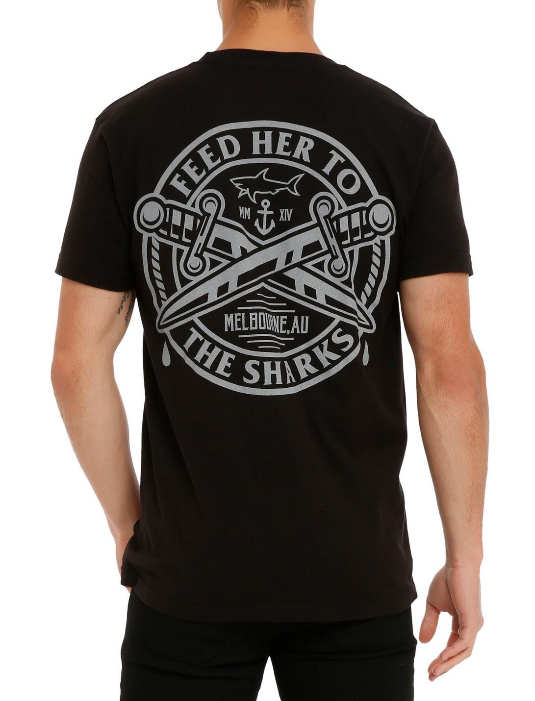 Feed Her To The Sharks Compass Knives T-Shirt, BLACK, hi-res
