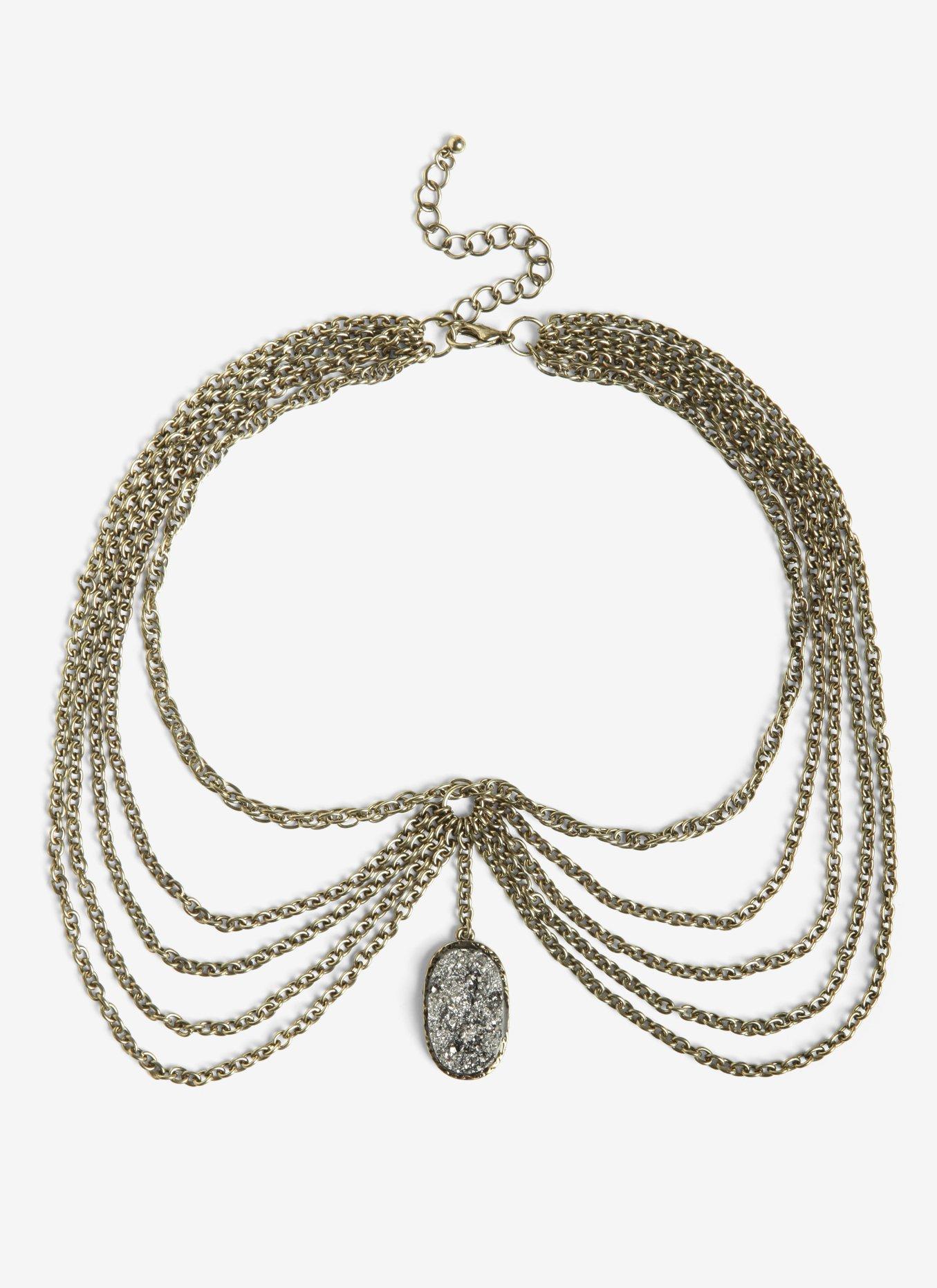 Multi Layered Druzy Necklace, , hi-res