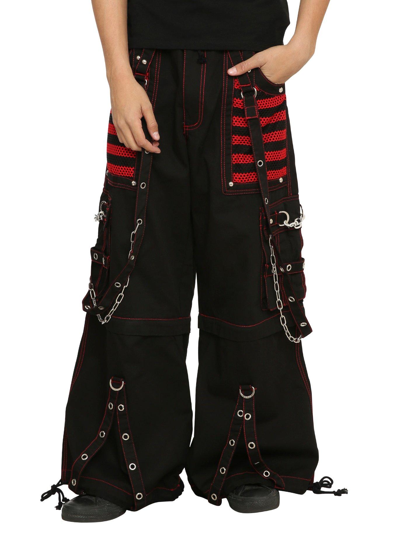 Tripp Black & Red Fishnet Zip-Off Pants | Hot Topic