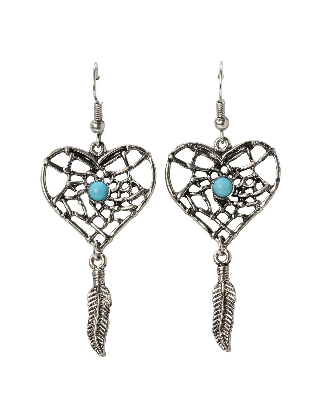 Heart Dreamcatcher Earrings, , hi-res