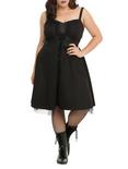 Black Corset Tulle Dress Plus Size, BLACK, hi-res