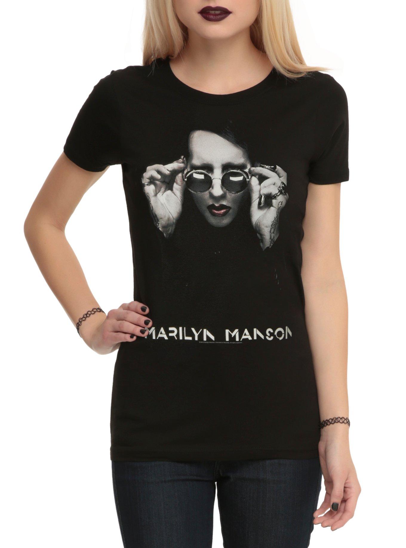 Marilyn Manson Sunglasses Girls T-Shirt, BLACK, hi-res