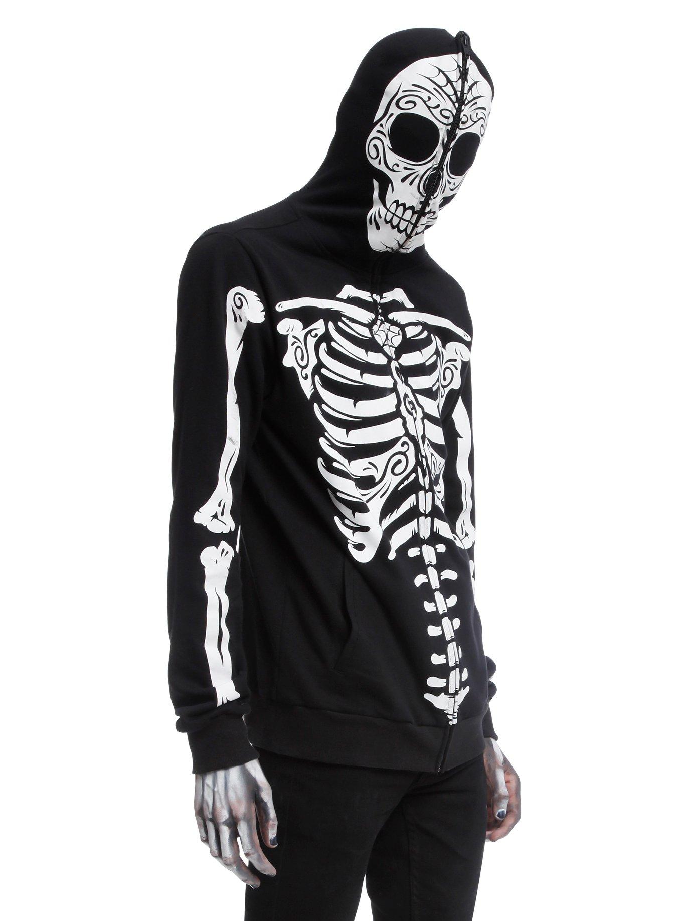 Day Of The Dead Skeleton Full-Zip Hoodie, BLACK, hi-res