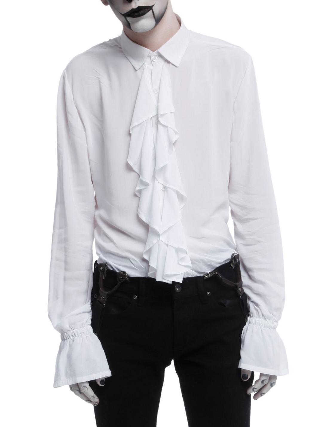 White Ruffle Shirt, WHITE, hi-res