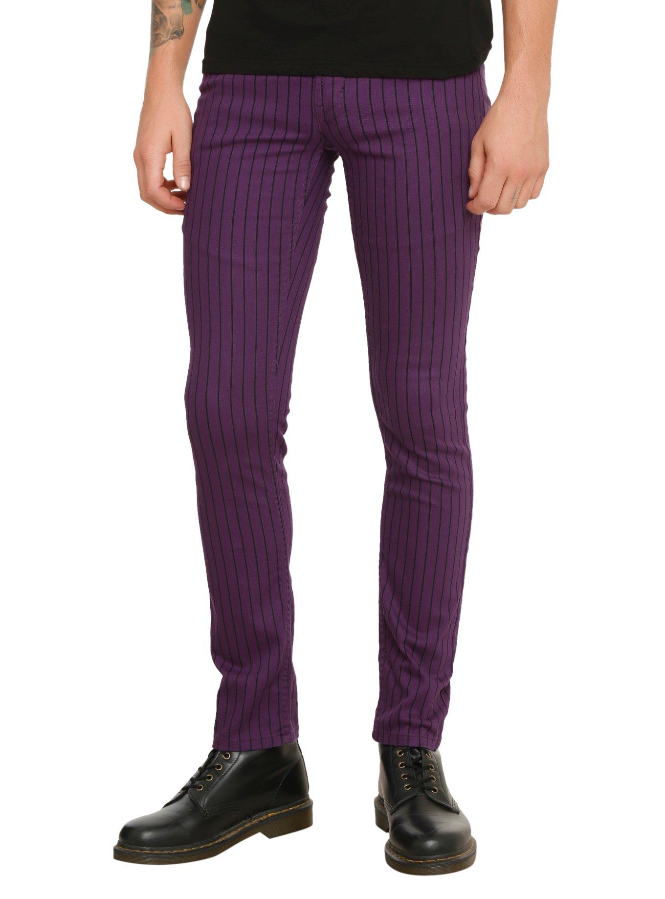 RUDE Purple and Black Pinstripe Pants Hot Topic