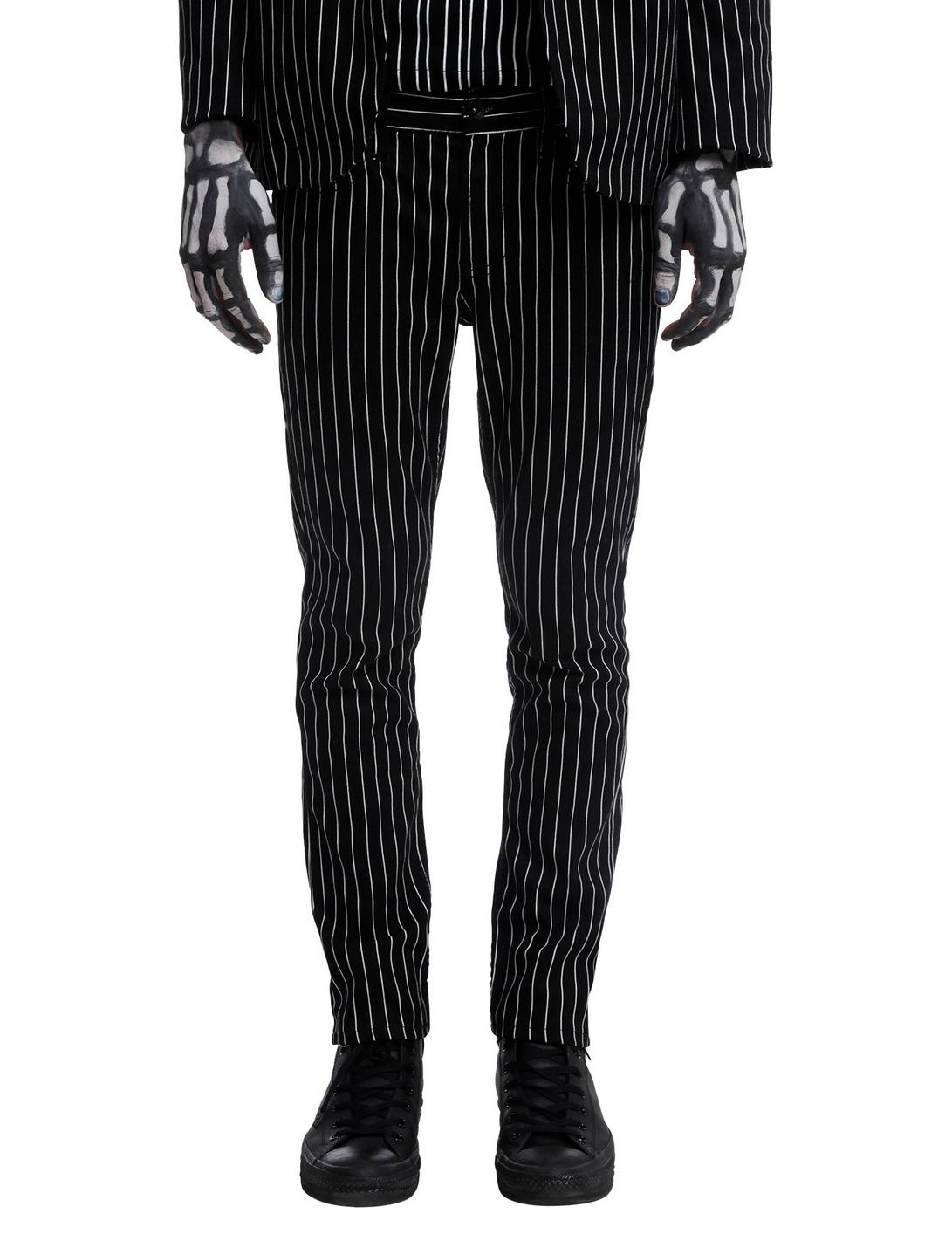 RUDE Black & White Pinstripe Pants, BLACK, hi-res