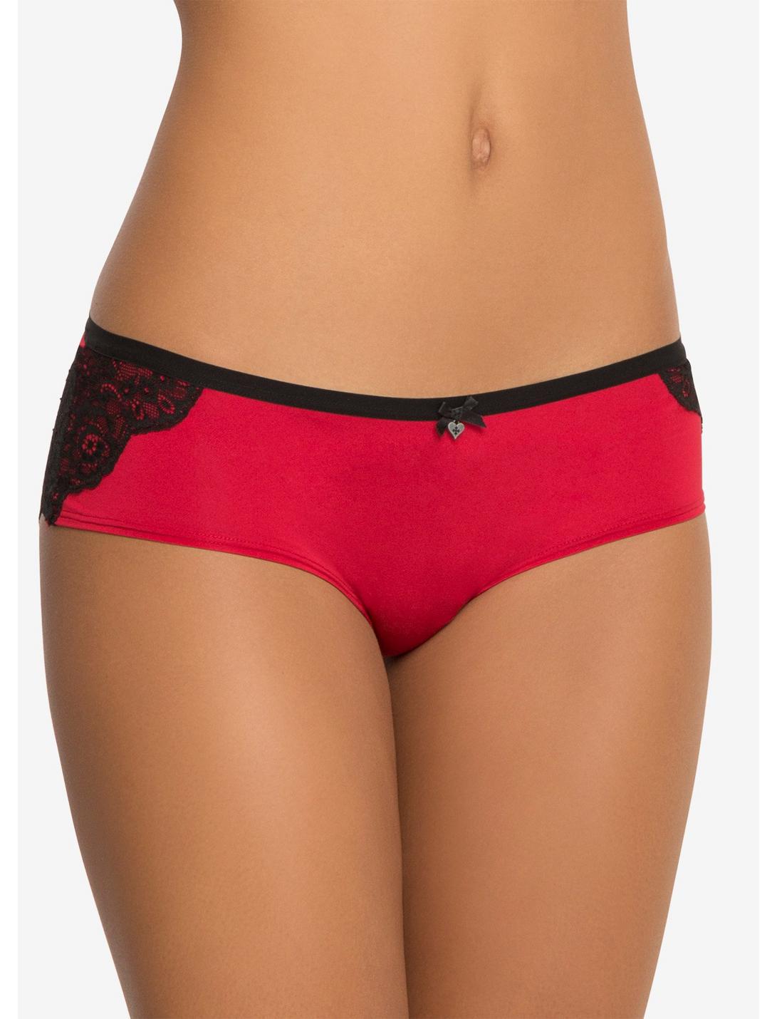Microfiber & Lace Cheekster Panty, RED, hi-res