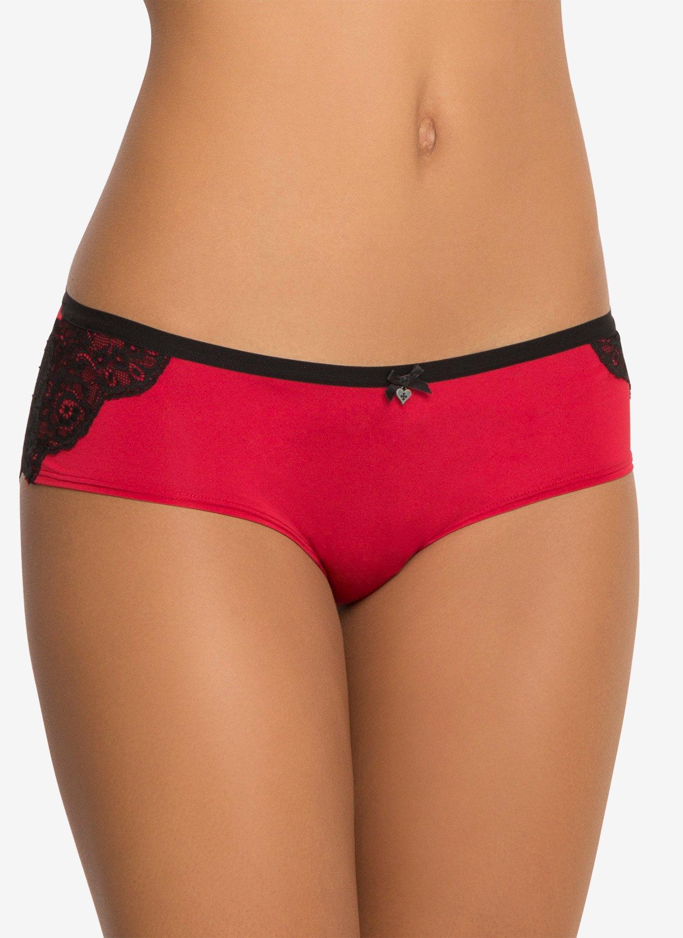 Microfiber & Lace Cheekster Panty, RED, hi-res