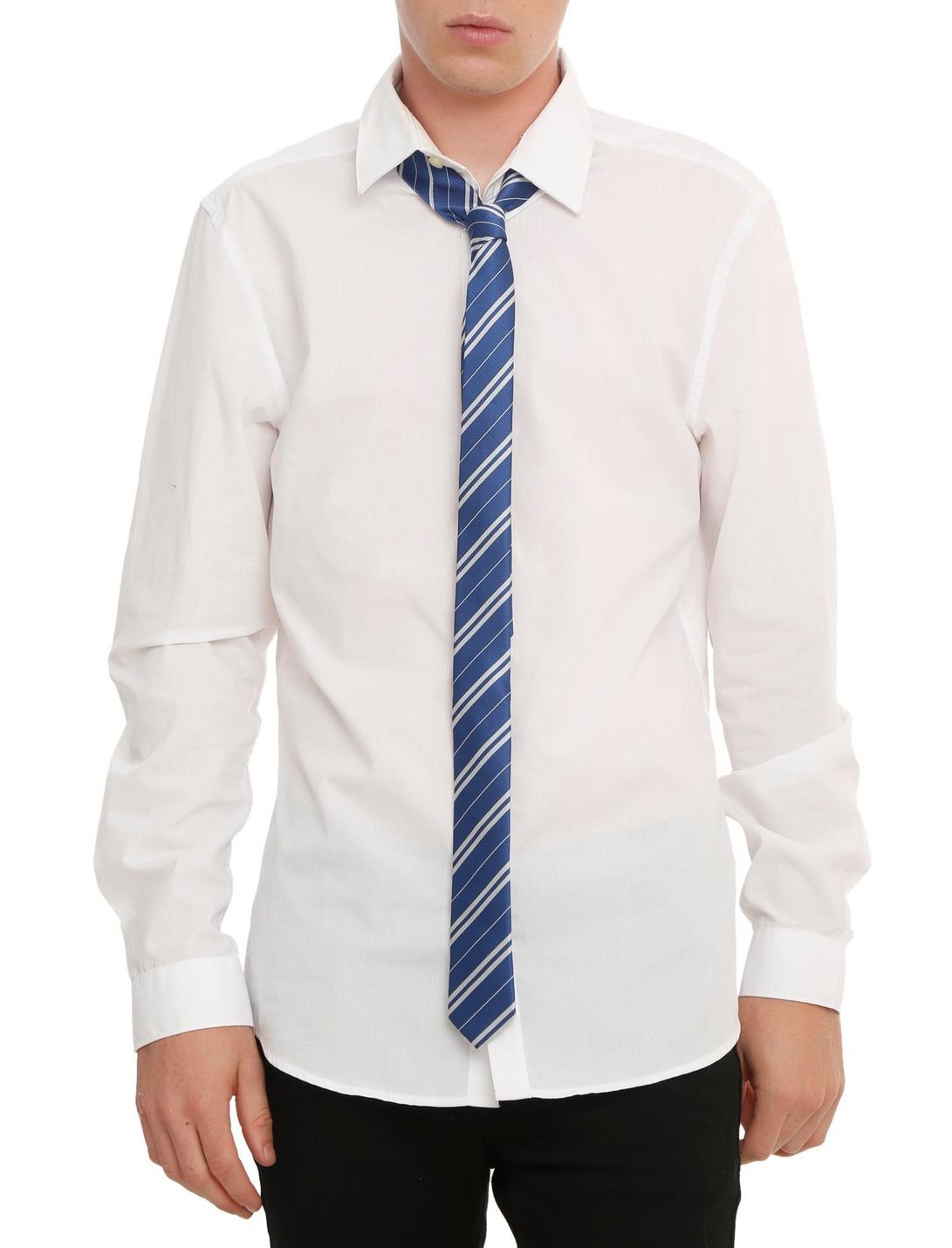 Navy & Grey Striped Skinny Tie, , hi-res