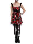 Day Of The Dead Lace-Up Dress, RED, hi-res