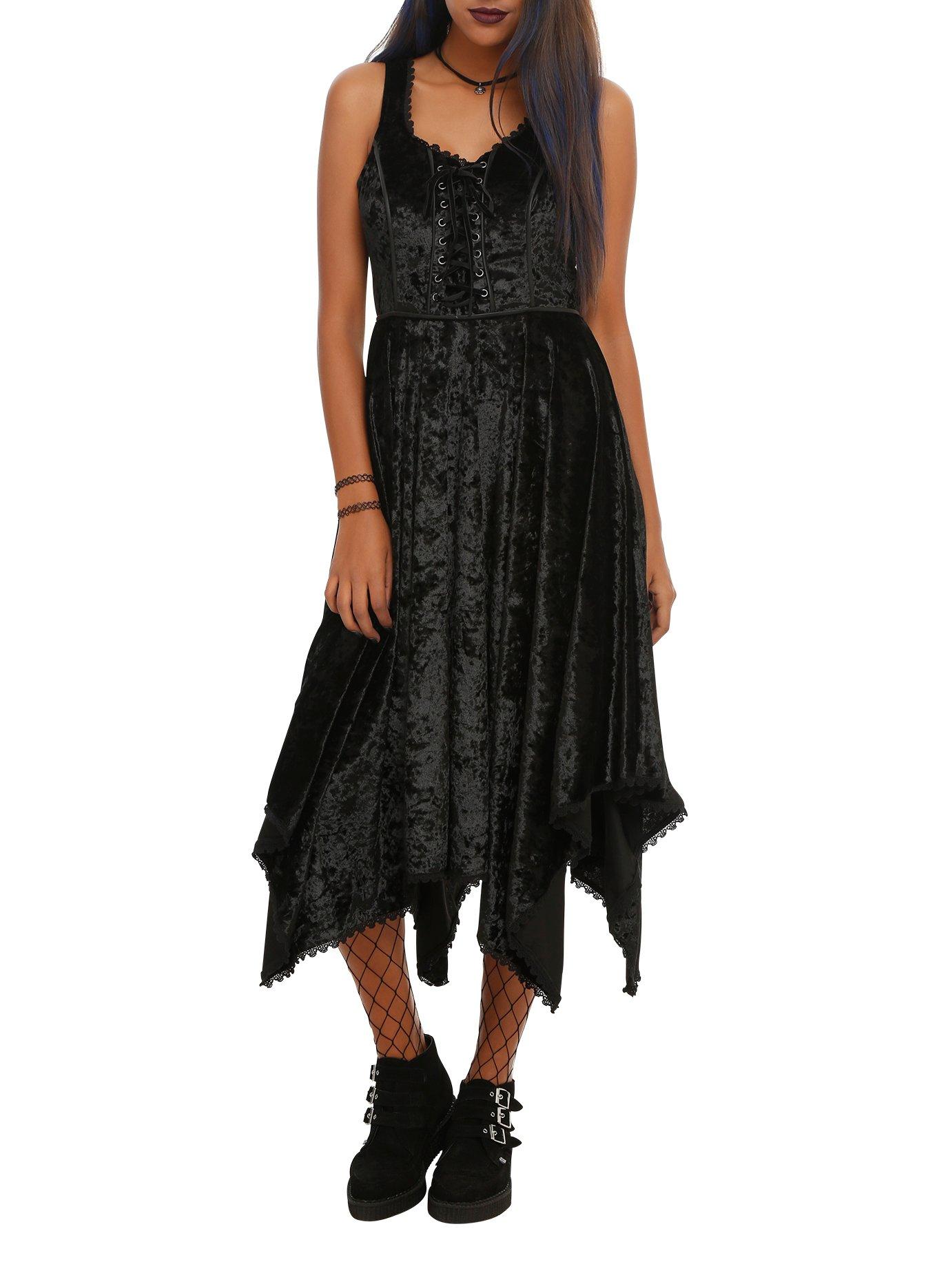 Black Velvet Hanky Hem Dress | Hot Topic