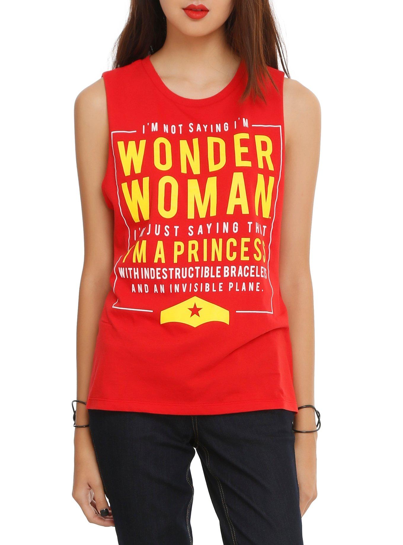 DC Comics I'm Not Saying I'm Wonder Woman Girls Muscle Top, BLACK, hi-res