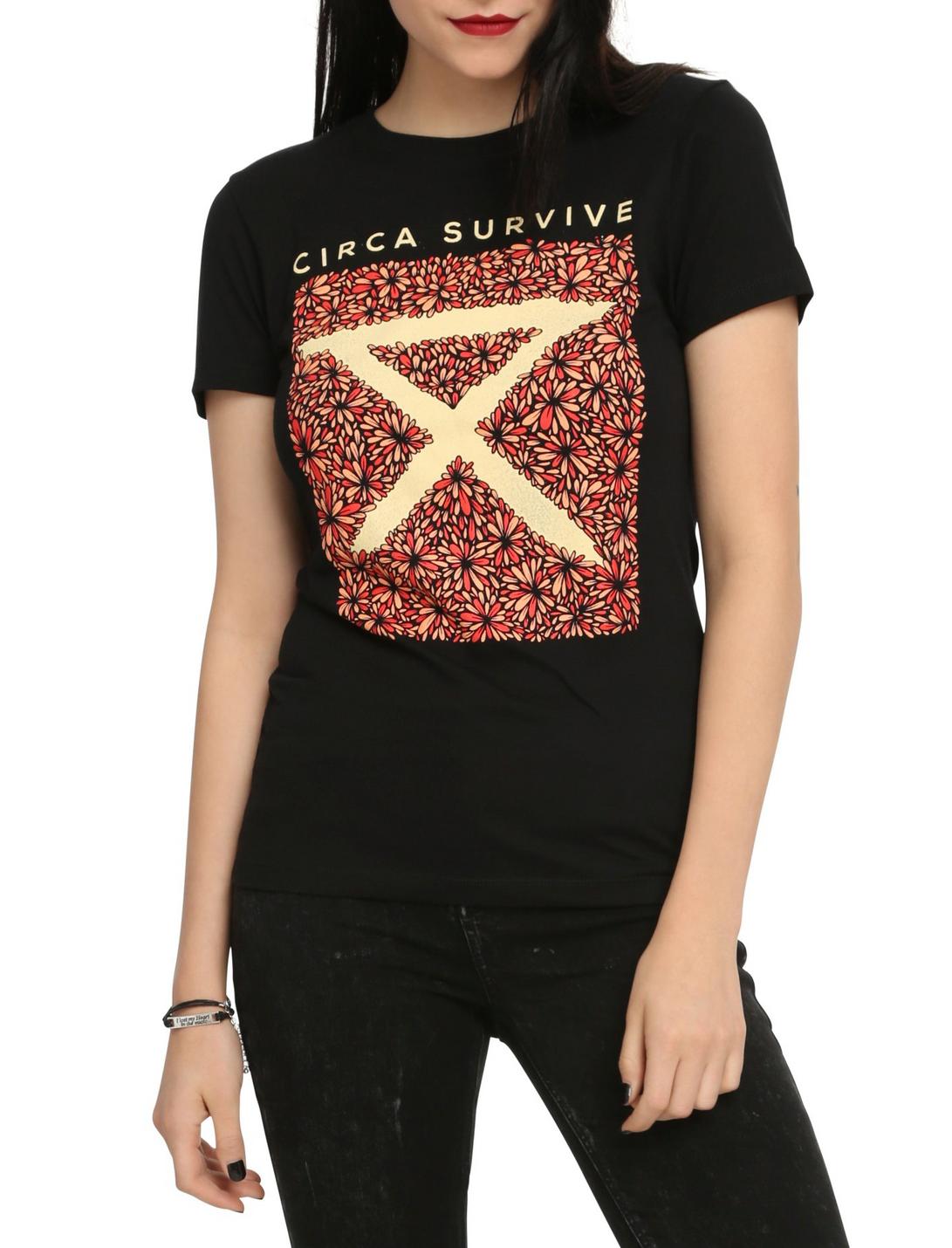 Circa Survive Flowers Logo Girls T-Shirt, BLACK, hi-res