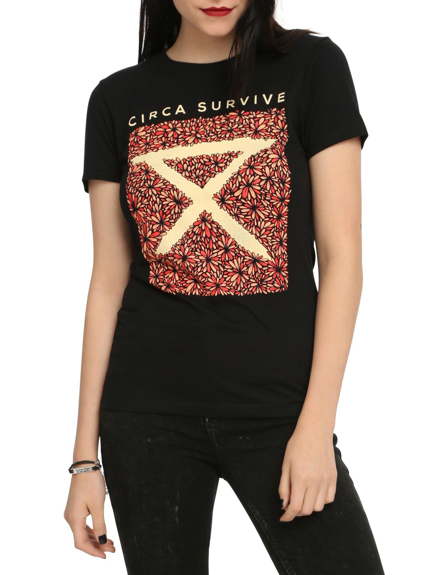 Circa Survive Flowers Logo Girls T-Shirt, BLACK, hi-res