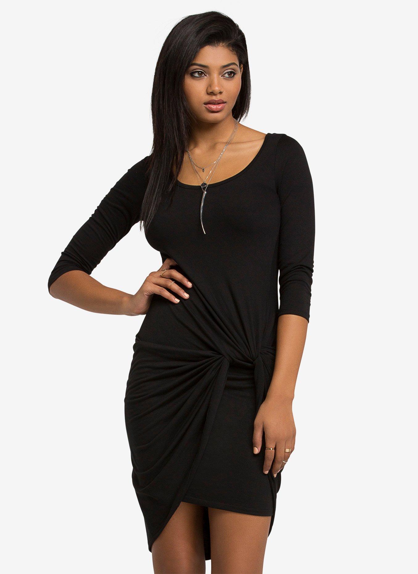 Twist Knot Midi Dress, BLACK, hi-res