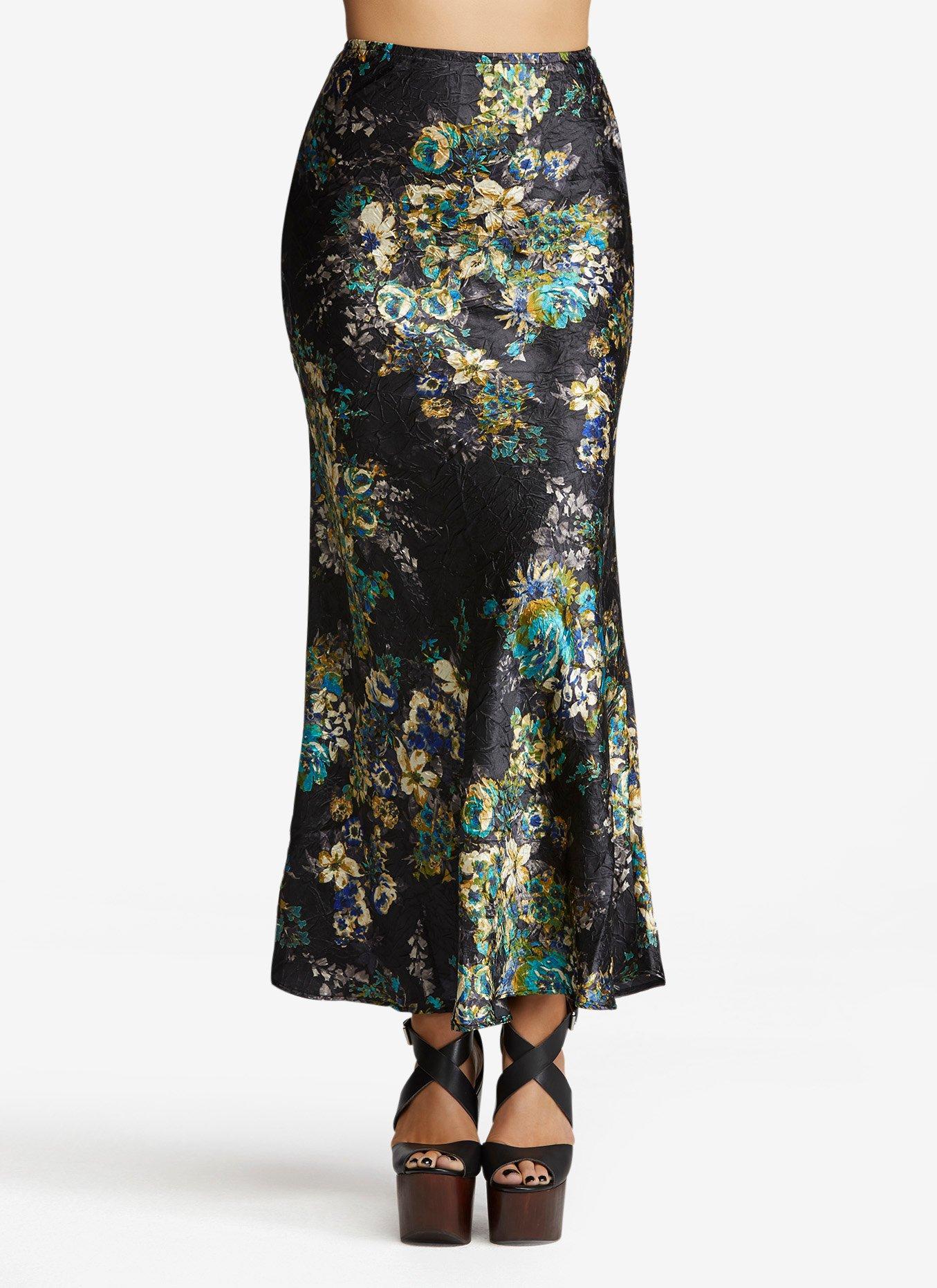 Floral Maxi Skirt, BLACK FLORAL, hi-res