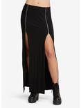 Zipper Slit Maxi Dress, BLACK, hi-res