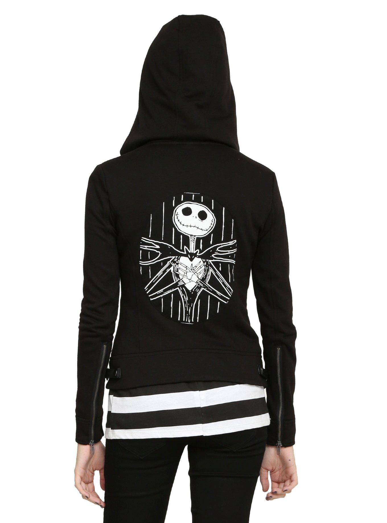 The Nightmare Before Christmas Jack Heads Moto Jacket, BLACK, hi-res