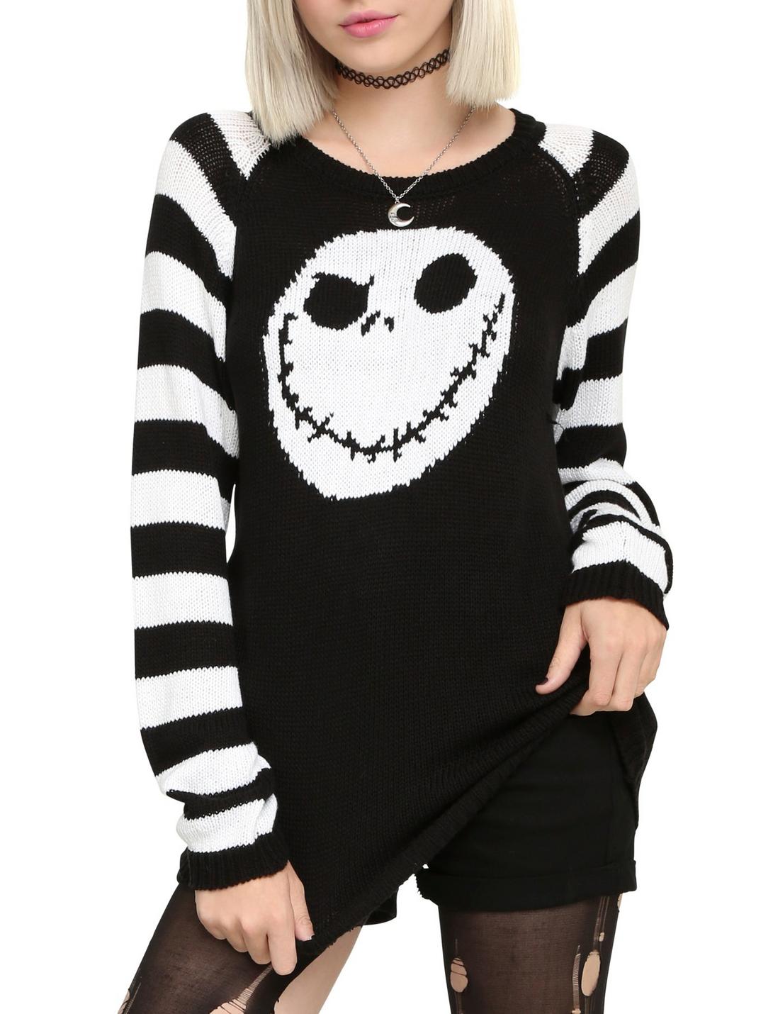 The Nightmare Before Christmas Jack Head Knit Sweater, BLACK, hi-res