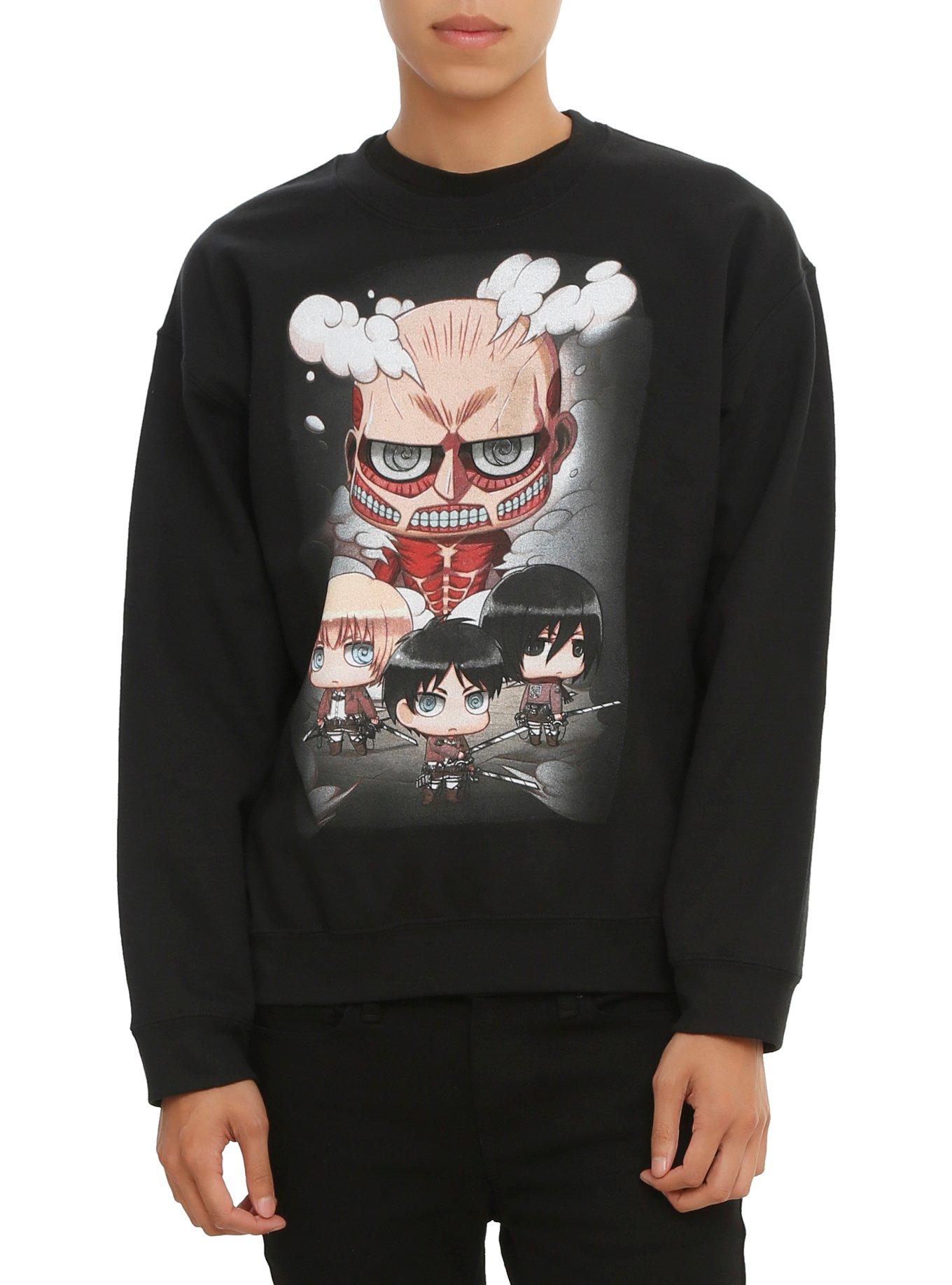 Attack On Titan Chibi Crew Pullover, BLACK, hi-res