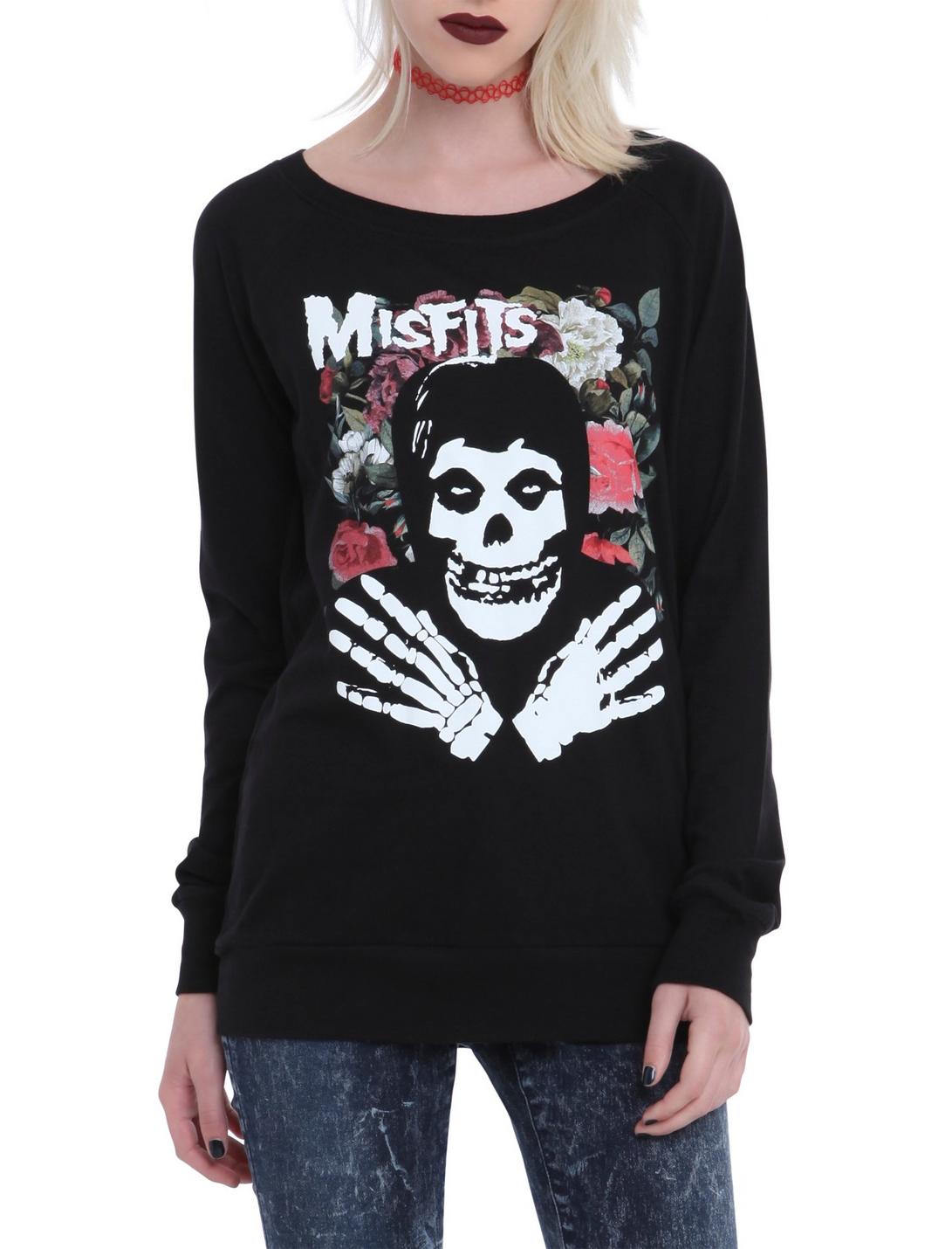 Misfits Fiend Floral Girls Pullover Top, BLACK, hi-res