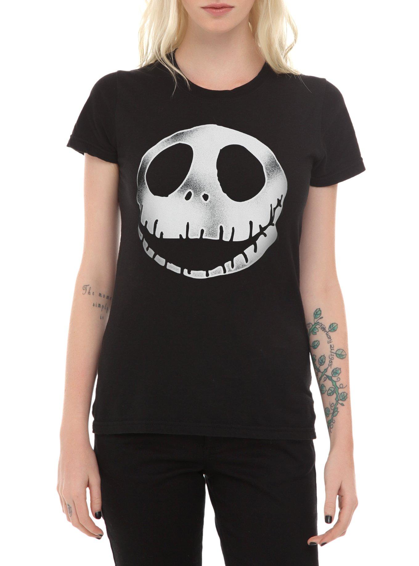 The Nightmare Before Christmas Jack Head Girls T-Shirt, BLACK, hi-res view 1