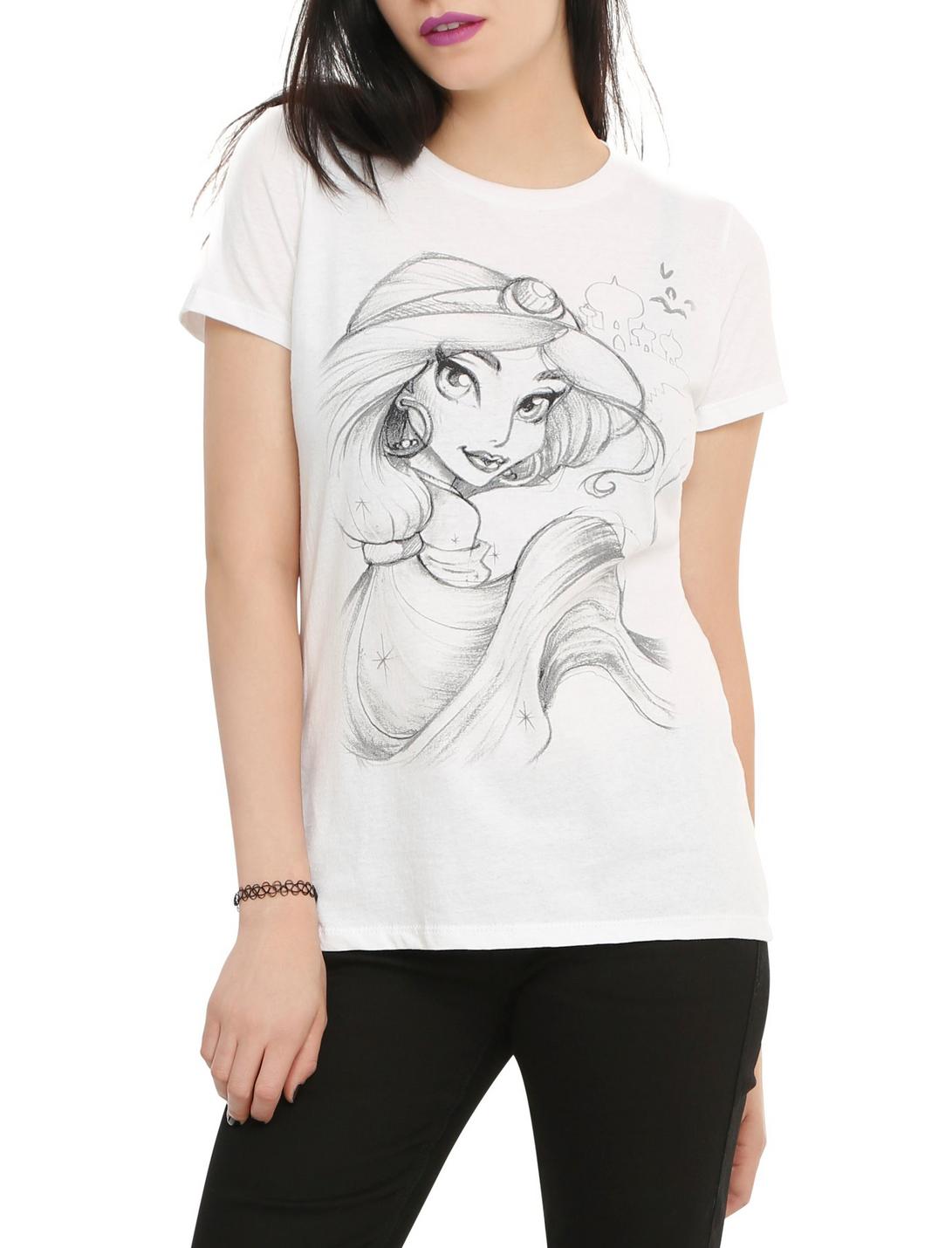 Disney Aladdin Jasmine Sketch Girls T-Shirt, WHITE, hi-res