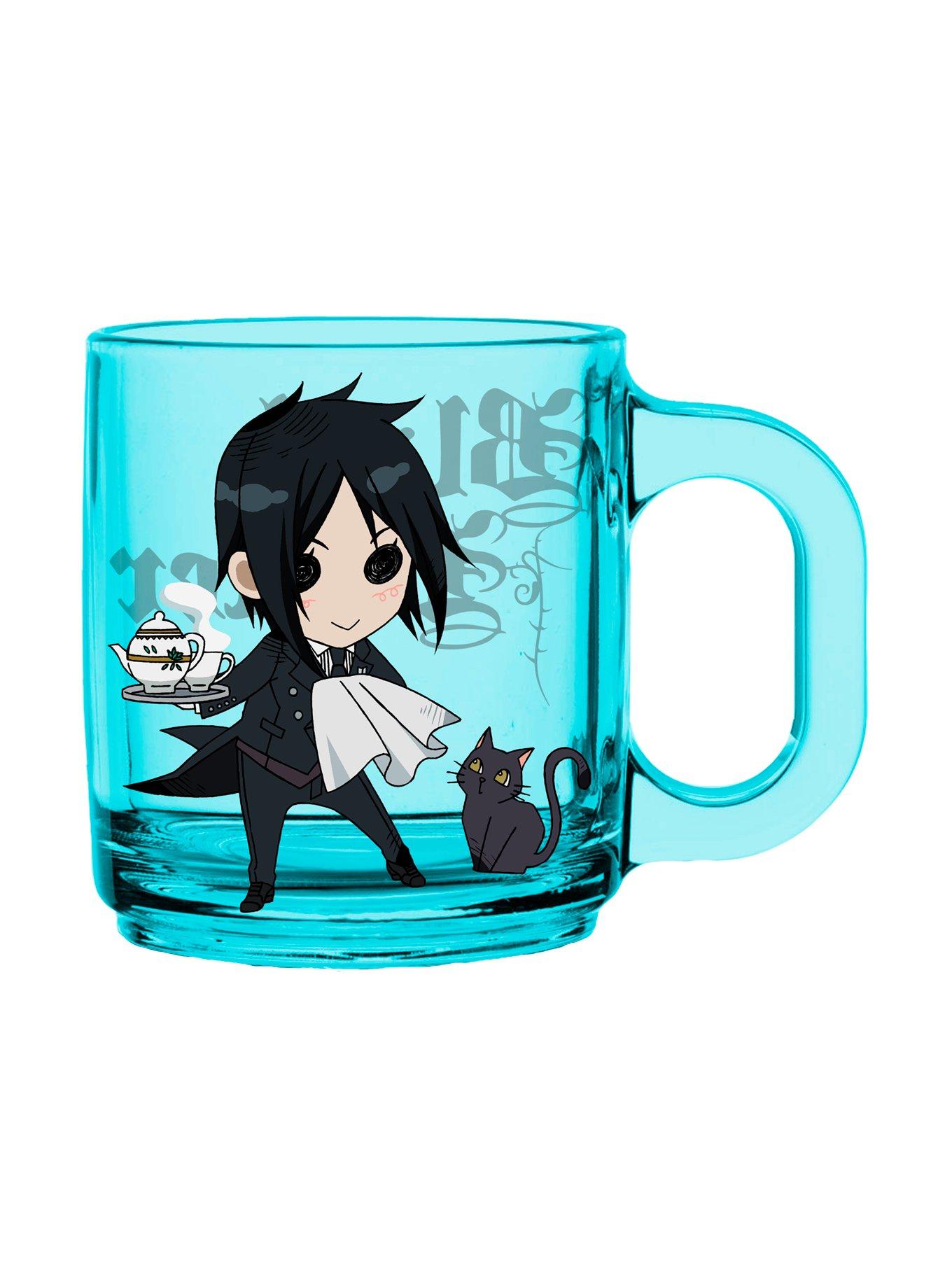 Black Butler Cat Glass Mug, , hi-res