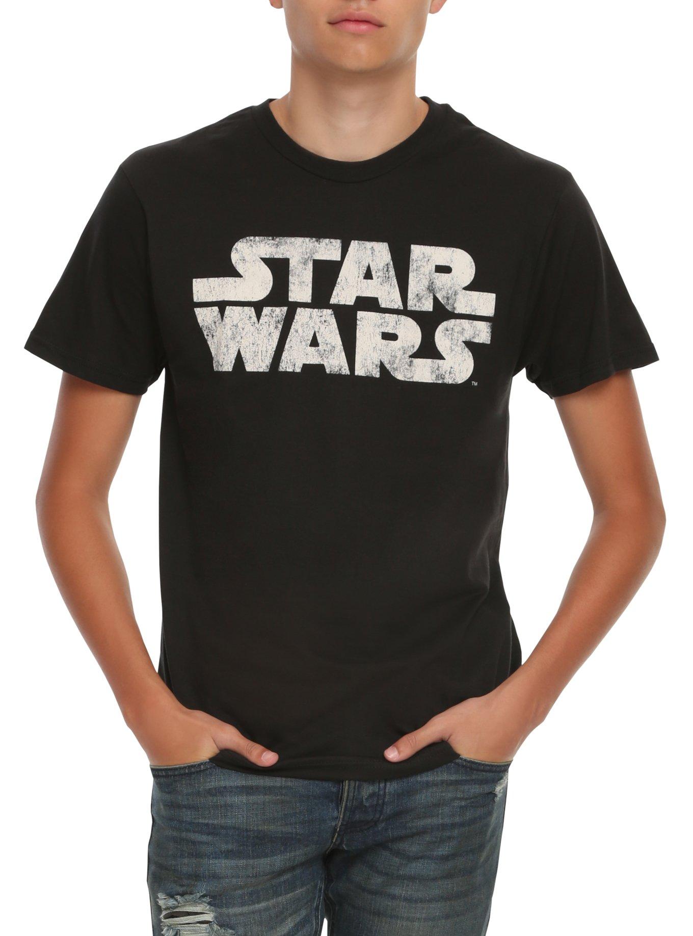Star Wars Distressed Logo T-Shirt, BLACK, hi-res
