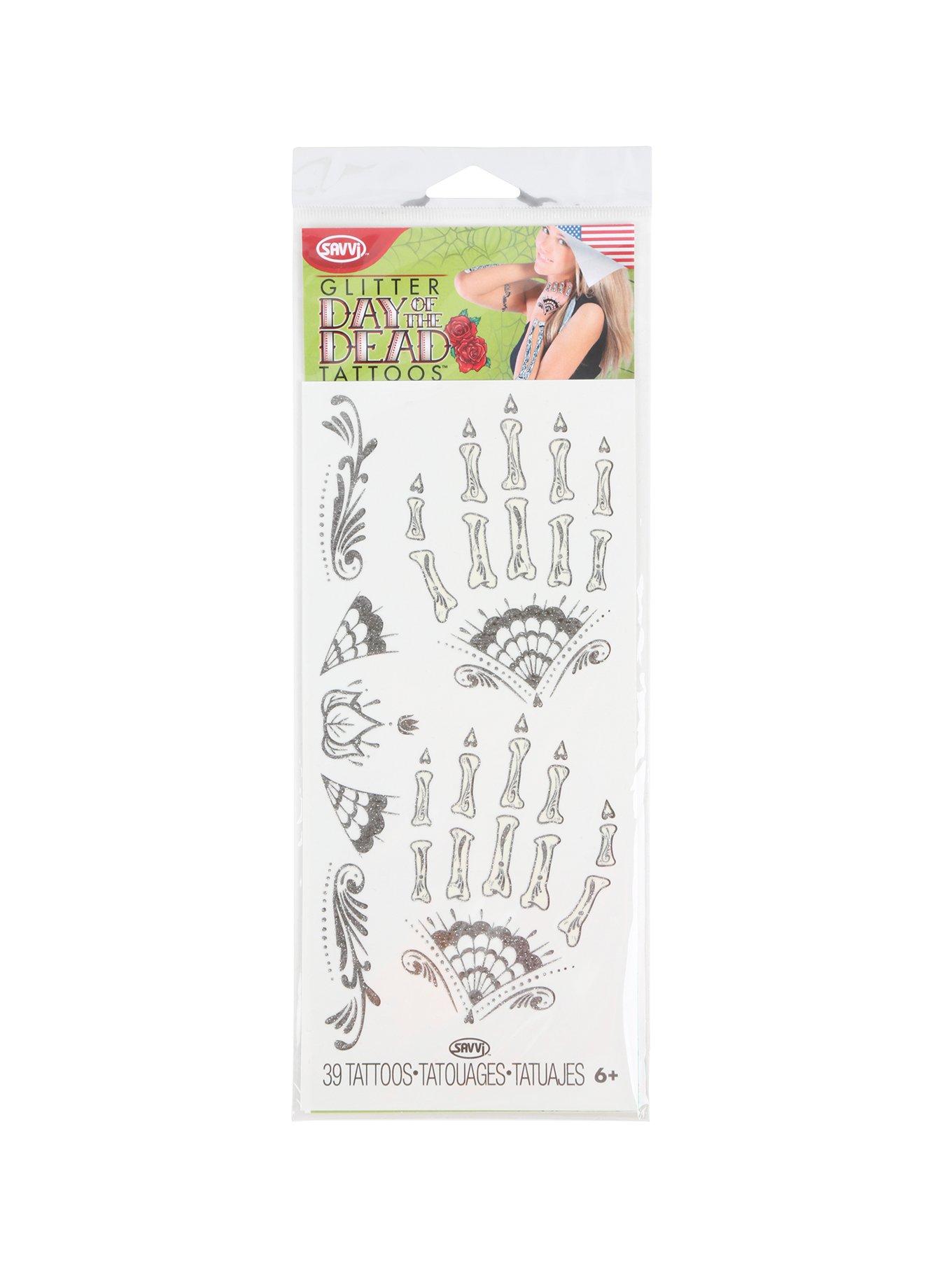Day Of The Dead Hand & Arm Temporary Tattoos, , hi-res