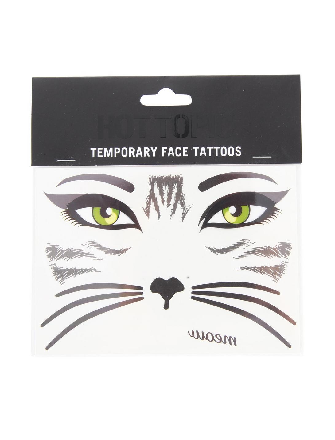 Black Cat Temporary Face Tattoos, , hi-res