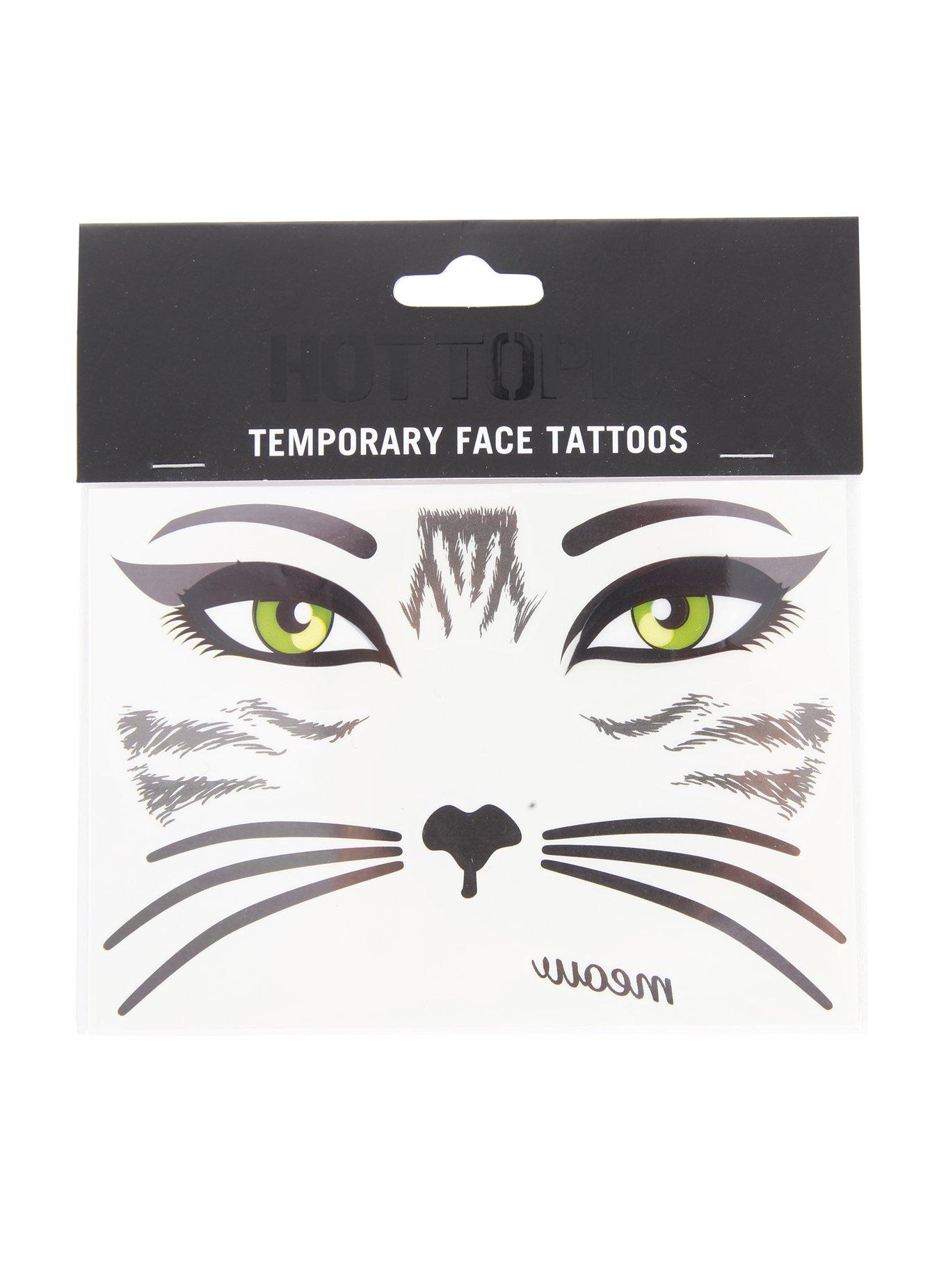 Black Cat Temporary Face Tattoos, , hi-res