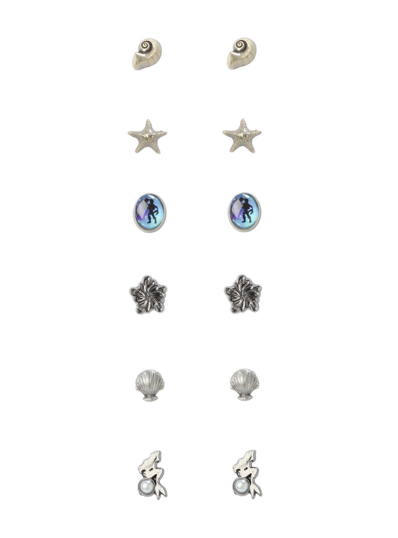 Disney The Little Mermaid Seashell Earrings 6 Pair, , hi-res