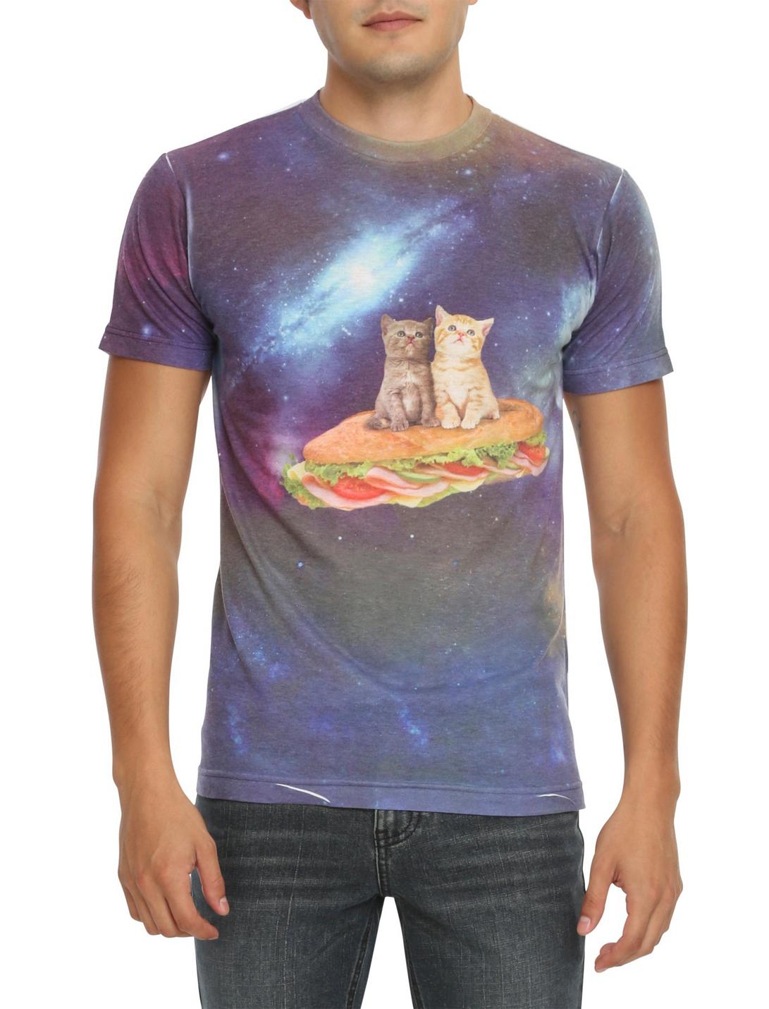 Space Cats On A Sandwich T-Shirt, DARK BLUE, hi-res