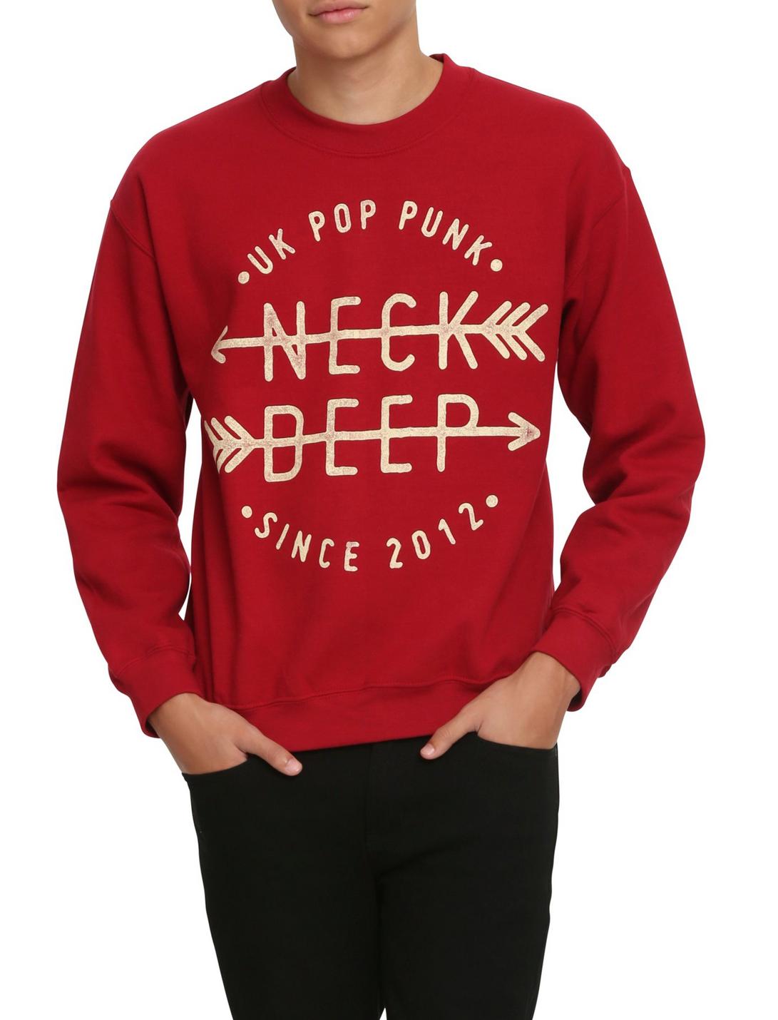 Neck Deep Arrows Logo Crew Pullover, RED, hi-res