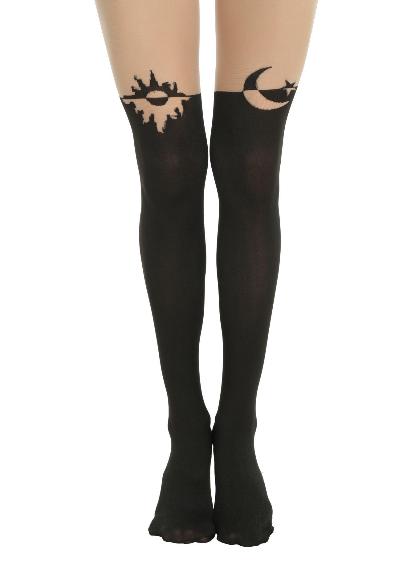 Sun & Moon Faux Thigh High Tights, , hi-res