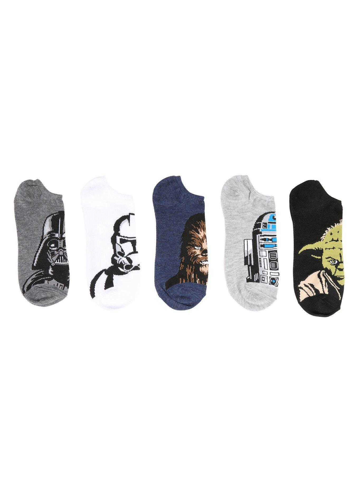 Star Wars Character Heads No-Show Socks 5 Pair, , hi-res