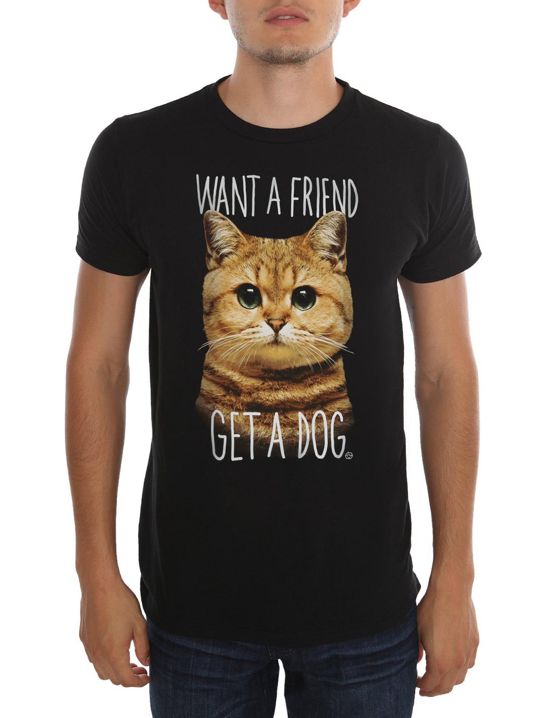 Want A Friend Cat T-Shirt, BLACK, hi-res