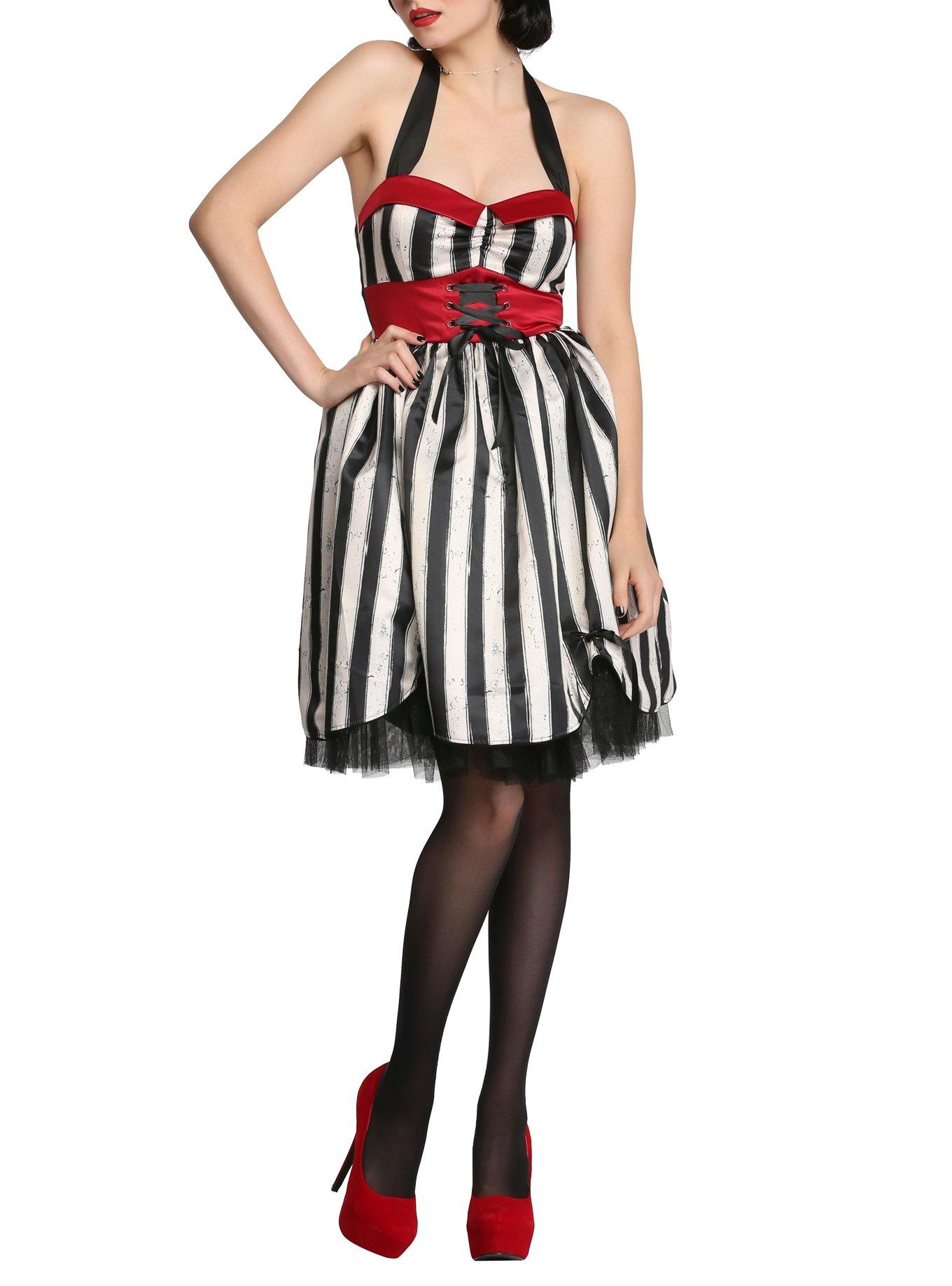 American Horror Story Hot Topic Halloween Striped corset Dress Black White  S