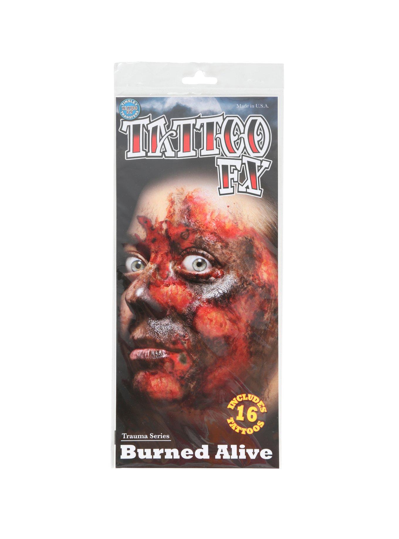 Burned Face Temporary Tattoos, , hi-res