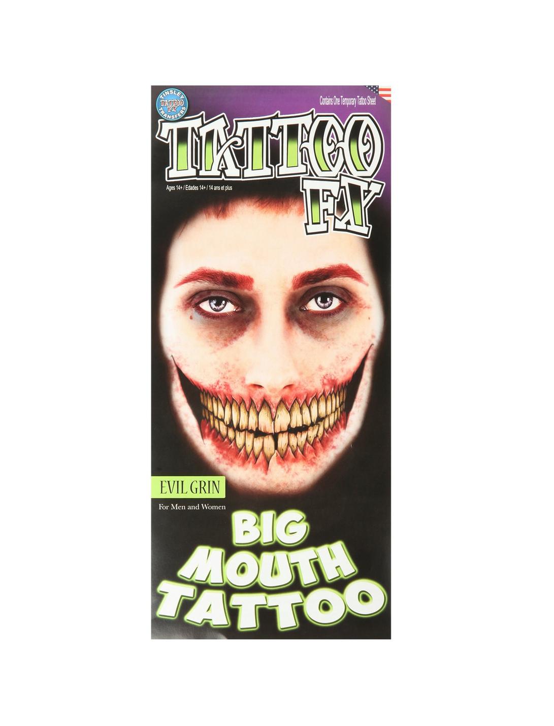 Evil Grin Big Mouth Temporary Tattoos, , hi-res