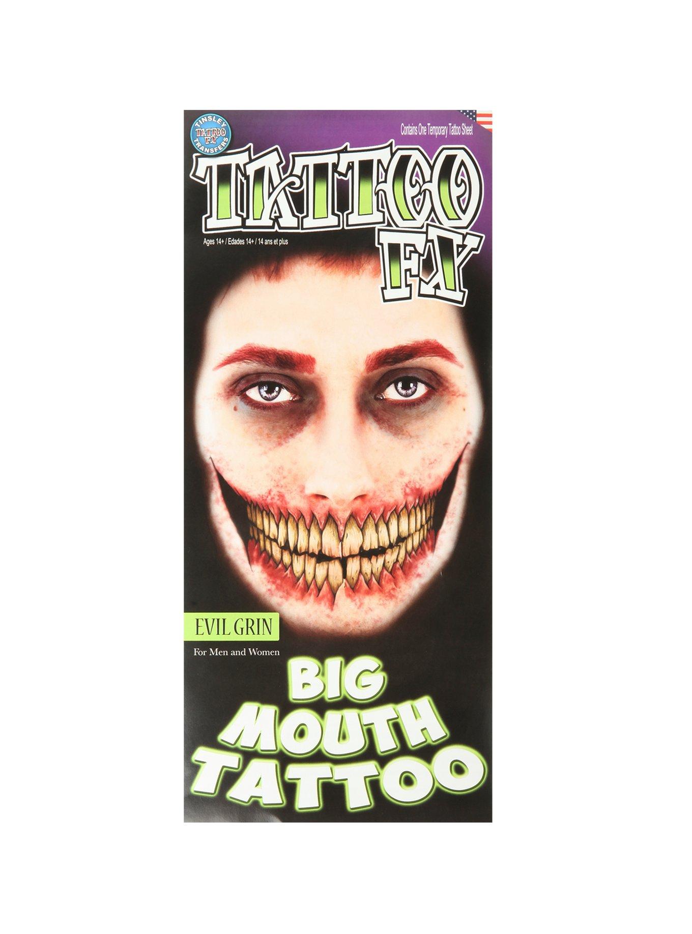 Evil Grin Big Mouth Temporary Tattoos, , hi-res