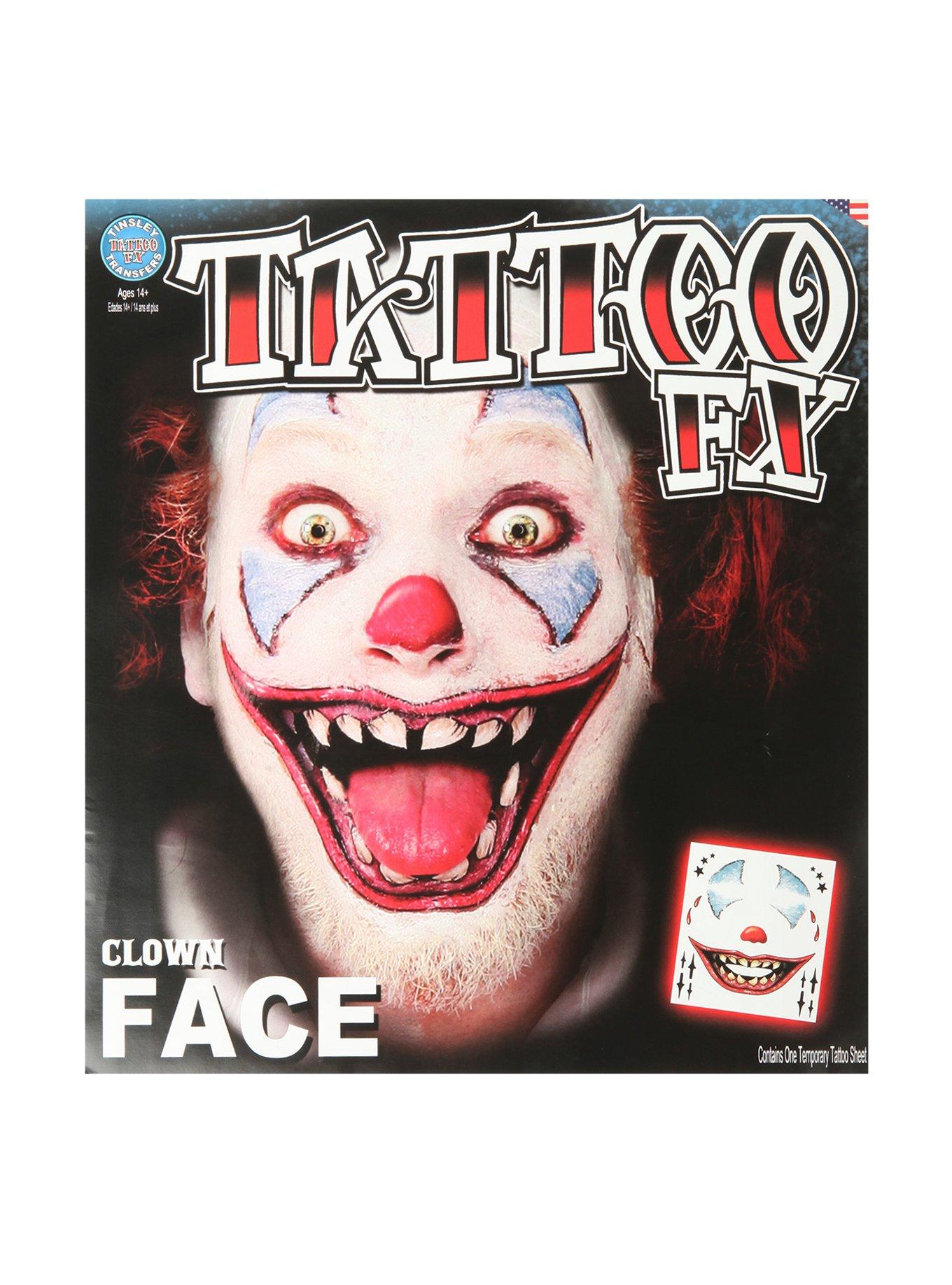 Clown Face Temporary Tattoos, , hi-res