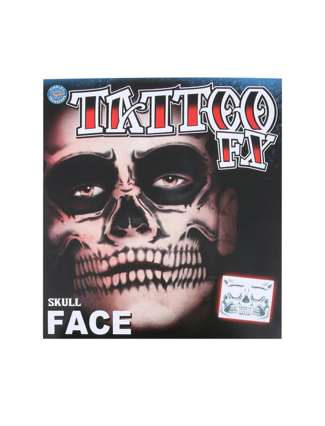 Skull Face Temporary Tattoo, , hi-res