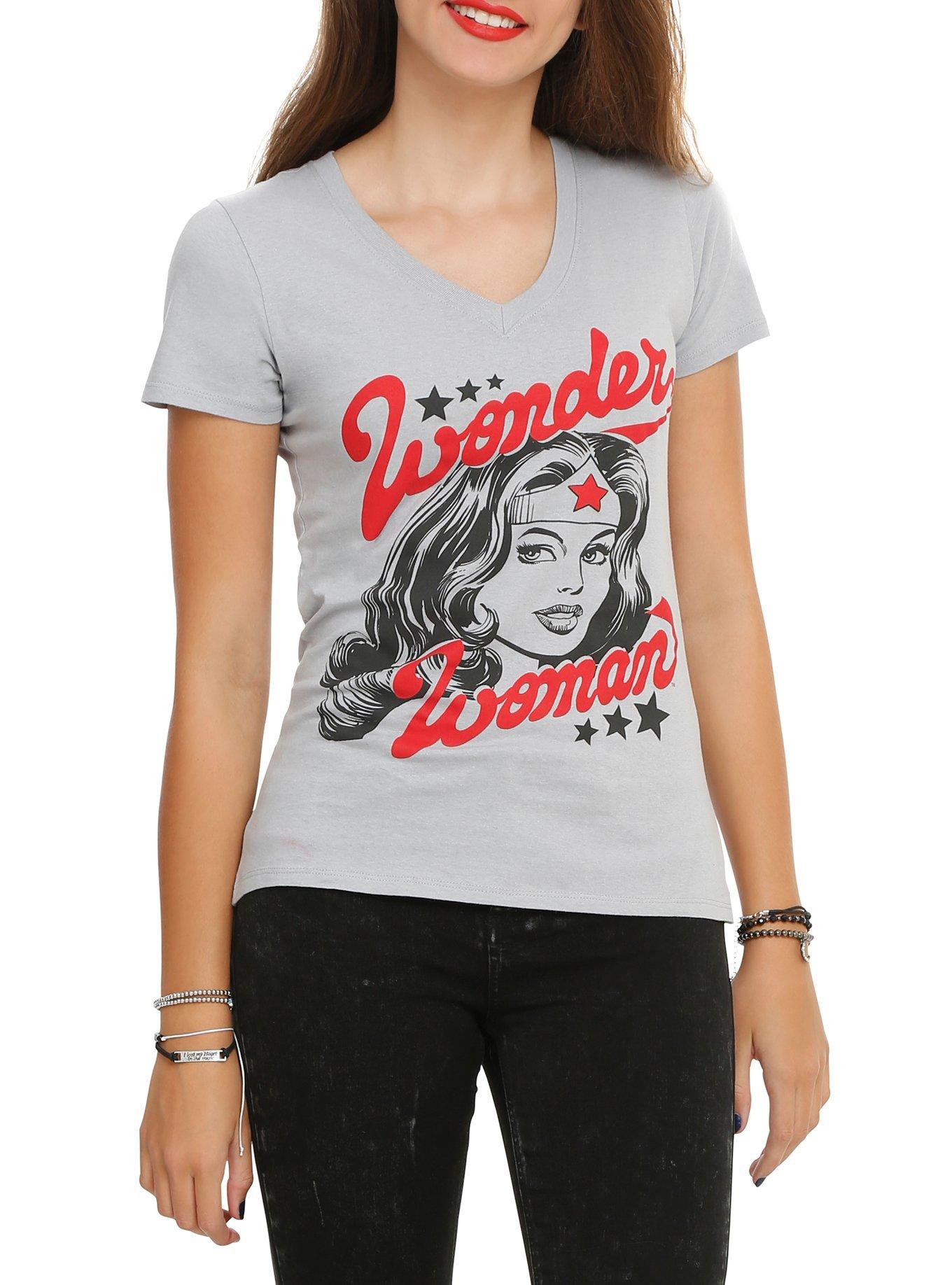 DC Comics Wonder Woman Girls V-Neck T-Shirt, BLACK, hi-res