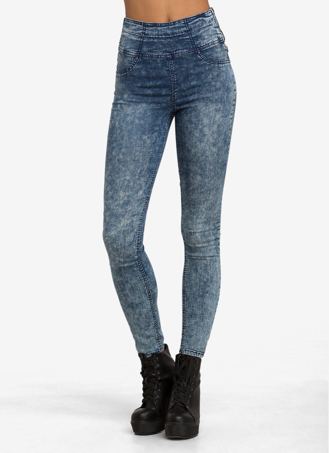 Acid Wash Super Skinny High-Waist Jeans, MEDIUM WASH, hi-res