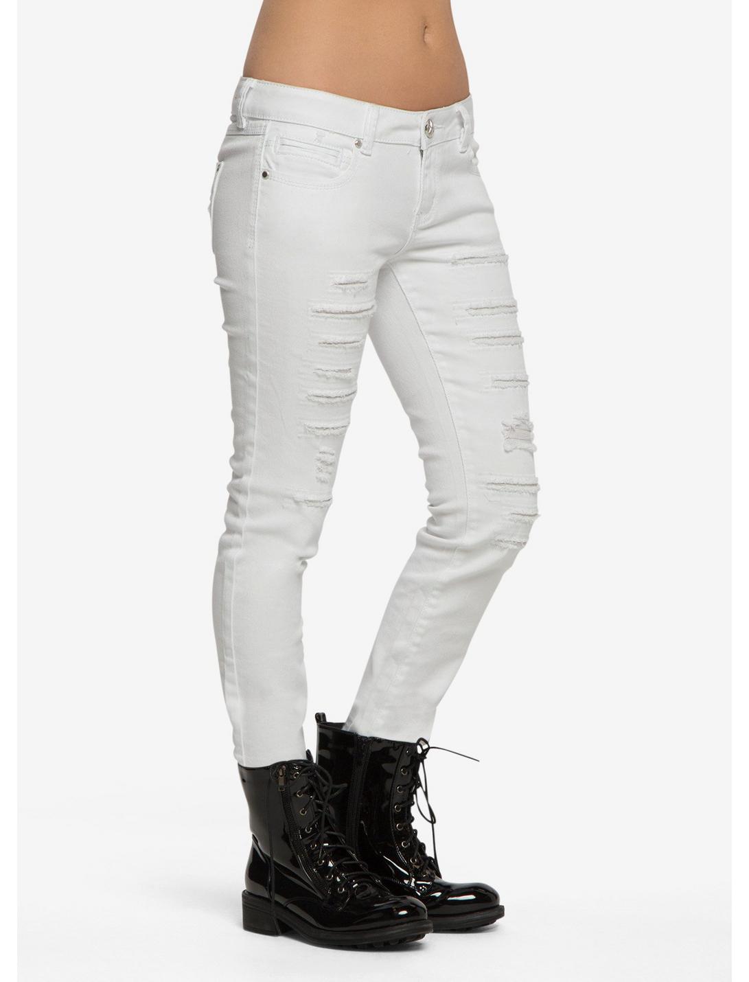 Skinny Jeans With Ripped Destruction, WHITE, hi-res